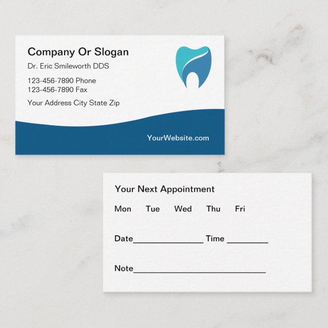 Best Modern Dentin Termini Business Cards Terminkarte (Vorne/Hinten)
