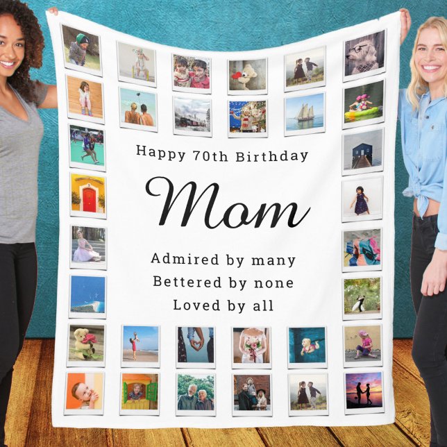 Best Mom 70th Birthday Photo Collage White Fleecedecke (Von Creator hochgeladen)