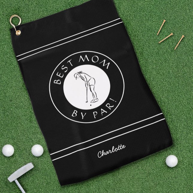 Best Mom By Par Golfer Pro Sports Funny Black Cute Golfhandtuch (Von Creator hochgeladen)