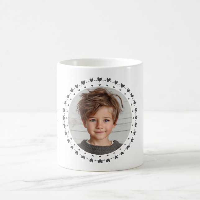 Best Mom / Dad Ever, Photo & Gray Hearts, Modern  Kaffeetasse (Mittel)