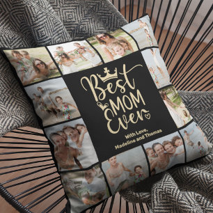 Best Mom Ever 12 Photo Collage Plaque Kissen