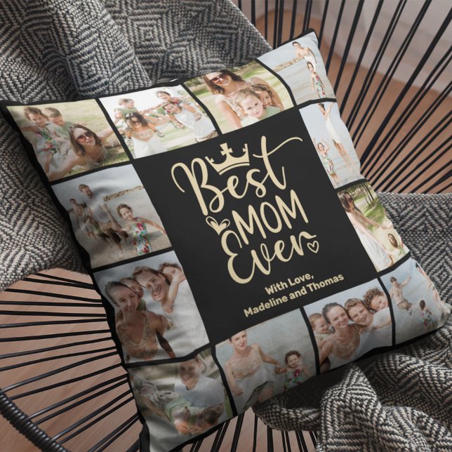 Best Mom Ever 12 Photo Collage Plaque Kissen (Von Creator hochgeladen)