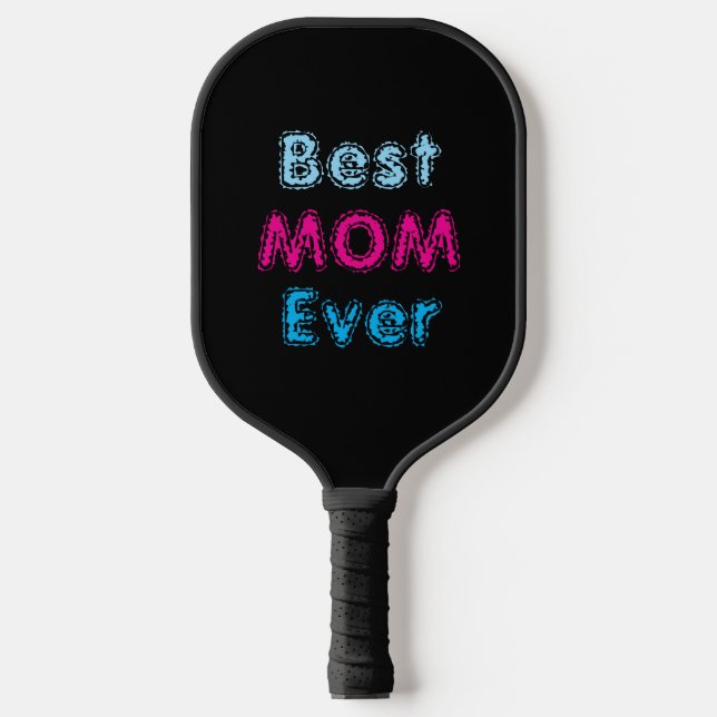 Best Mom Ever Black &Pink Blue Pickleball Paddle (Vorderseite)