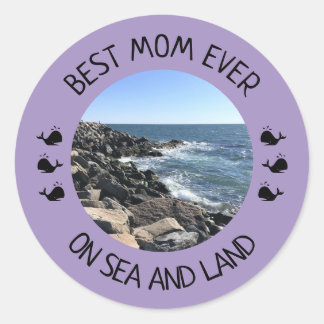 Best Mom Ever Blue Ocean Photo Runder Aufkleber