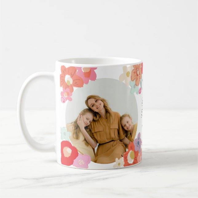 Best Mom Ever Custom Photo Keepsake Happy Floral Kaffeetasse (Links)