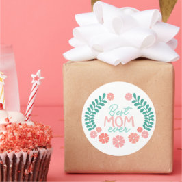 Best mom ever cute floral design runder aufkleber