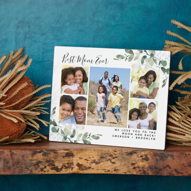 Best Mom Ever Eucalyptus Photo Collage Fotoplatte (Seite)