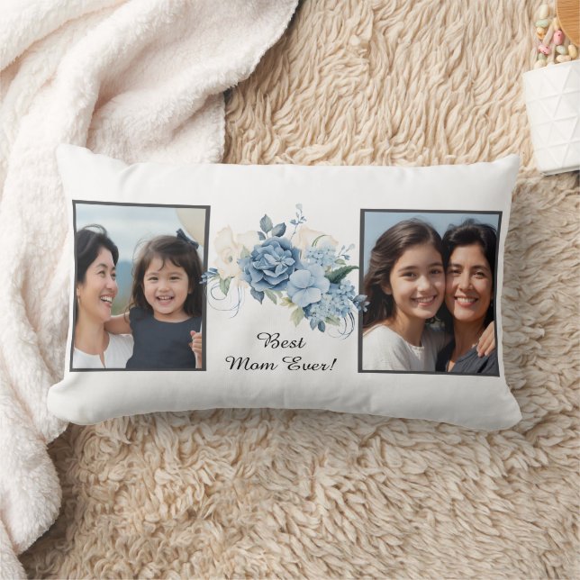 Best Mom Ever Floral 2 Photo Mothers Day Keepsake Lendenkissen (Decke)