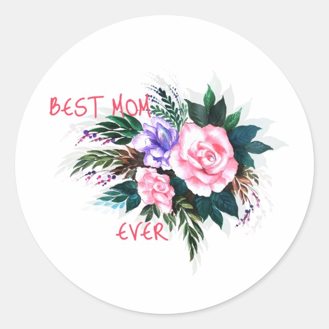 Best mom ever flower runder aufkleber (Vorderseite)