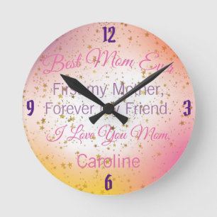 Best Mom Ever Mothers Day Quote Modern Cute Runde Wanduhr