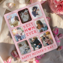 Best Mom Ever Pink & Red 8 Photo Mother’s Day 