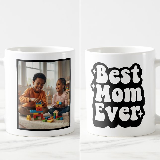 Best Mom Ever Retro Groovy 1 Photo Keepsake Kaffeetasse (Von Creator hochgeladen)