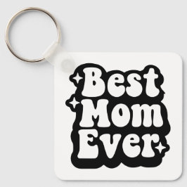 Best Mom Ever Retro Groovy 1 Photo Keepsake Schlüsselanhänger
