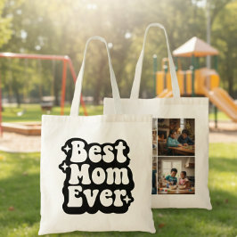 Best Mom Ever Retro Groovy 4 Photo Collage Tragetasche