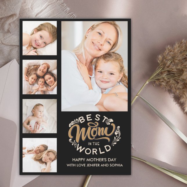 Best Mom In the World Scrip 5 Photos Black Dankeskarte (Von Creator hochgeladen)