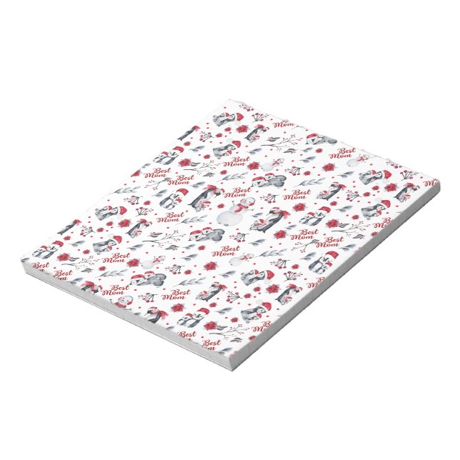 Best Mom Penguin Christmas pattern Notizblock (Rotiert)