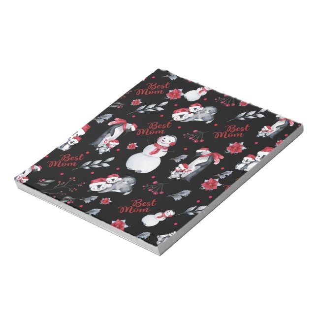 Best Mom Penguin Christmas pattern Notizblock (Rotiert)