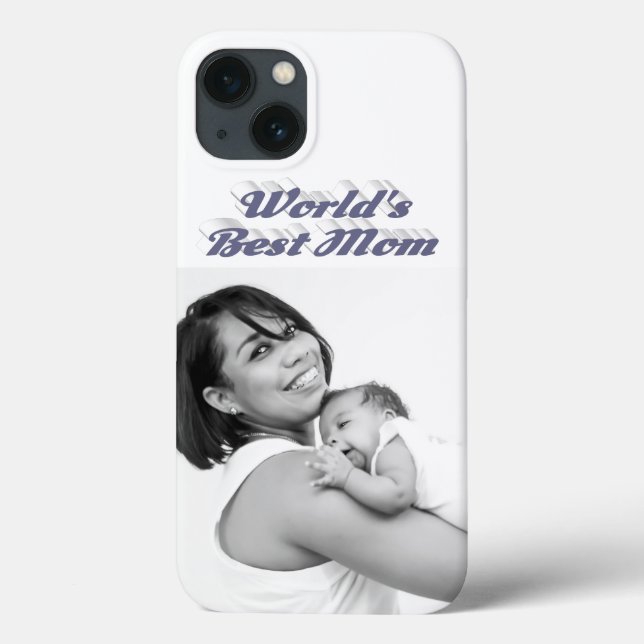 Best Mom photo gray text Case-Mate iPhone Hülle (Rückseite)