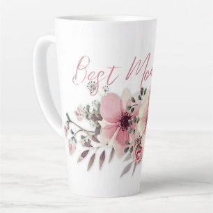 Best Mom Pink Flowers Latte Tasse
