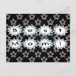 Best Mom with Neon Stars Postcard Postkarte