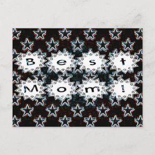 Best Mom with Neon Stars Postcard Postkarte