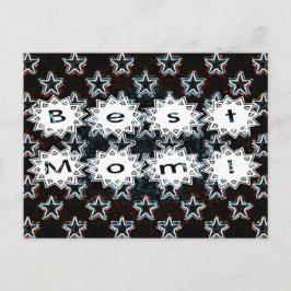 Best Mom with Neon Stars Postcard Postkarte