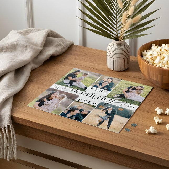 Best Mommy Ever Mama Script Herzklopfen Foto Colla (Best Mommy Ever Mom Script Heart Photo Collage Jigsaw Puzzle)