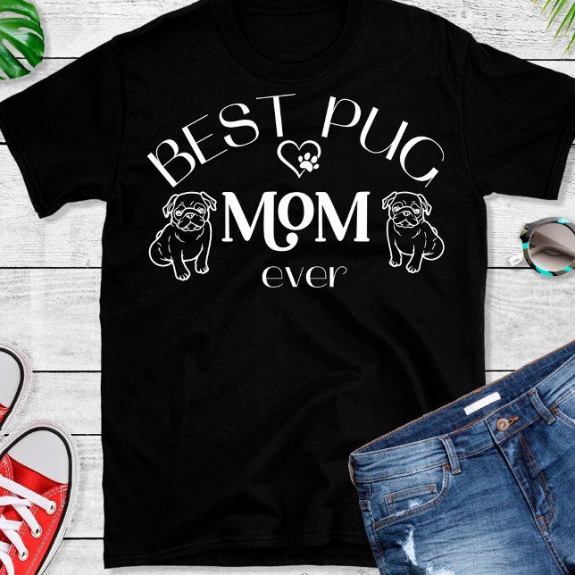 Best Mops Mama Heart Dog Paw T - Shirt (Von Creator hochgeladen)