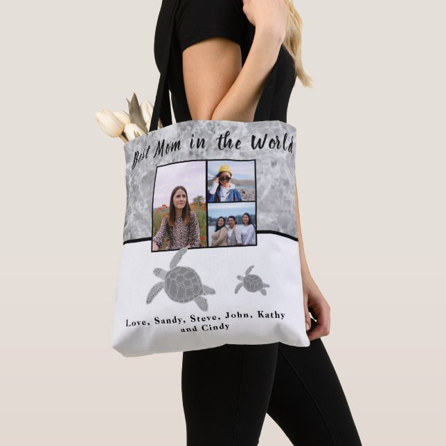 Best Mother 3 Foto Gray Marbella Sea Turtles Tasch Tasche (Von Nahem)