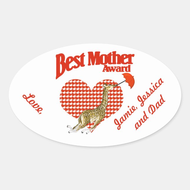 Best Mother Award Keepake Ovaler Aufkleber (Vorderseite)