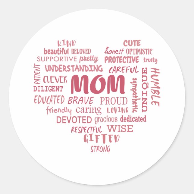 Best Mother Qualitäten und Mama Eigenschaften Invi Runder Aufkleber (Vorderseite)