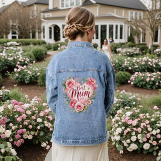Best Mum Aquarell Blumenherz Design Jeansjacke