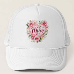 Best Mum Aquarell Blumenherz Design Truckerkappe