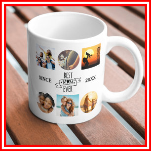 Best Mum Ever Foto Collage Elegantes Script Herz Kaffeetasse