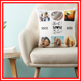 Best Mum Ever Foto Collage Elegantes Script Herz Kissen