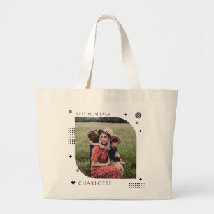 Best Mum Ever Name Foto Trendy Simple Modern Jumbo Stoffbeutel