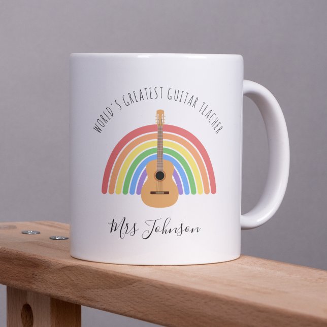 Best Music Teacher Rainbow Custom Thank you Gift Kaffeetasse (Von Creator hochgeladen)
