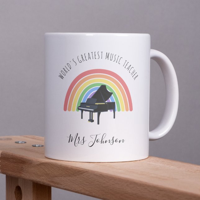 Best Music Teacher Rainbow Custom Thank you Gift Kaffeetasse (Von Creator hochgeladen)