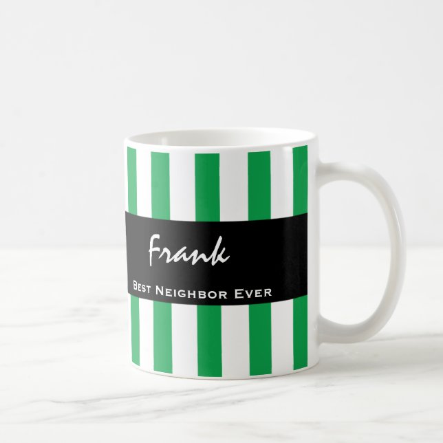 Best NACHBOR Ever GREEN Stripes Individuelle Name  Kaffeetasse (Rechts)