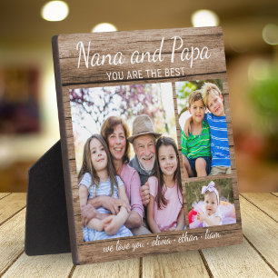 Best Nana and Papa Grandkids 3 Foto Collage Holz Fotoplatte