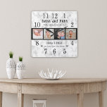 Best Nana and Papa Grandkids 4 Foto Marmor Quadratische Wanduhr<br><div class="desc">Elegante Marmoruhr personalisiert mit 4 Fotos Enkelkinder und Namen für die beste Nana und Papa aller Zeiten. Die personalisierte Foto-Uhr macht sie zu einem perfekten Geschenk für jeden Anlaß.</div>
