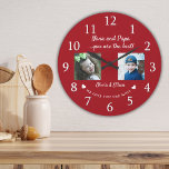 Best Nana and Papa Grandkids Foto Collage Rot Große Wanduhr<br><div class="desc">Einzigartige Grandeltern gift for Christmas- Personalized foto clock with grandchildren foto,  name and message.</div>