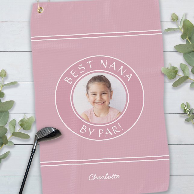 Best Nana by Par Elegante Golfer Rosa Foto Geschen Golfhandtuch (Best Nana By Par Elegant Golfer Pink Photo Gift Golf Towel)