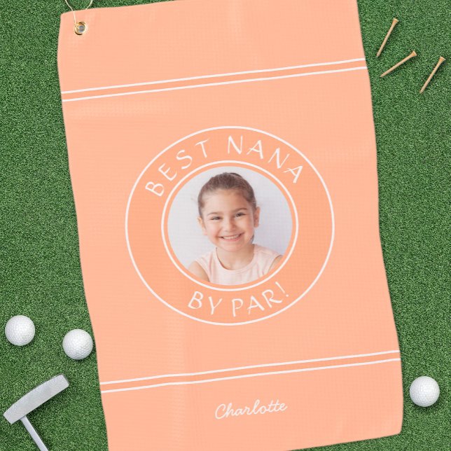 Best Nana by Par Elegantes Golfer Foto Golfhandtuch (Best Nana By Par Elegant Golfer Peach Photo Gift Golf Towel)