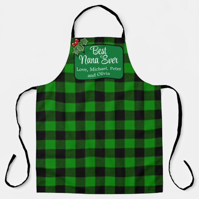 Best Nana Ever green classic Kariert Holly beeren Schürze (Vorderseite)