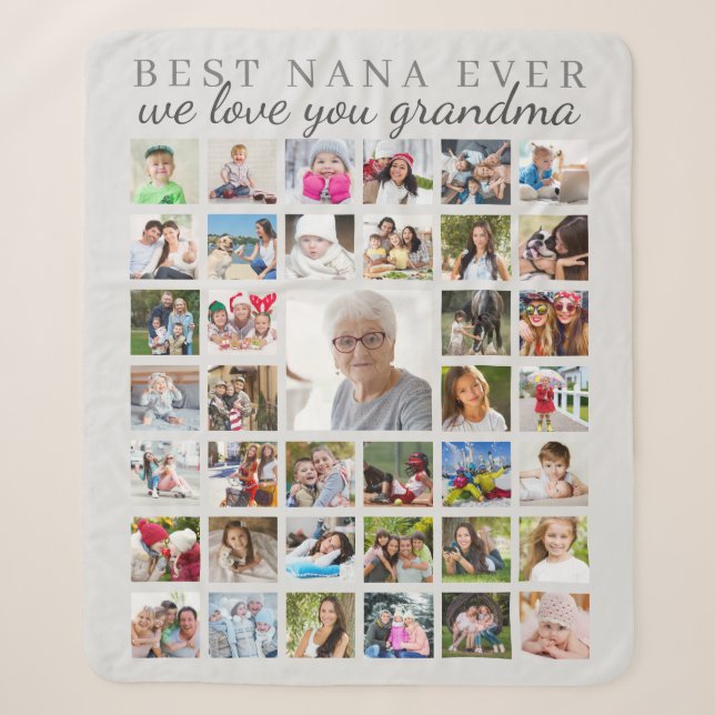 BEST NANA EVER Oma Foto Collage Grau Sherpadecke (Vorderseite)