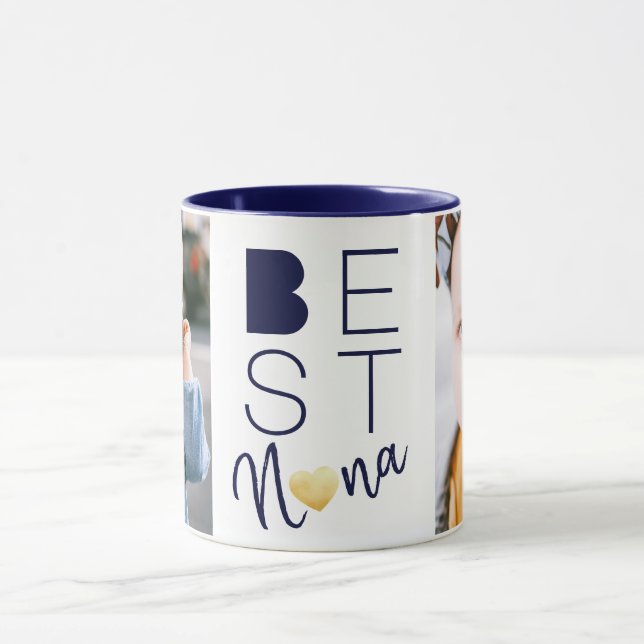 Best Nana Navy Blue Zwei-Foto-Tasse Tasse (Zentrum)