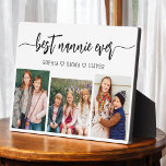Best Nannie Ever - Grandchildren FotoCollage Fotoplatte<br><div class="desc">Feiern Sie die "Beste Nannie Ever" mit dieser personalisierten Grandchildren Foto Collage Plaque. Dieses herzliche Geschenk besticht durch eine wunderschön arrangierte Collage mit wertvollen Fotos, die besondere Momente einfangen, ergänzt durch eine liebevolle Botschaft. Aus hochwertigen Materialien mit schlichter Oberfläche gefertigt, ist es ideal, um auf der Zuhause als hochgeschätzter Sake...</div>