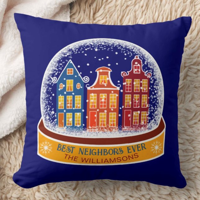 Best Neighbors Ever Houses Snowglobe Weihnachten Kissen (Von Creator hochgeladen)