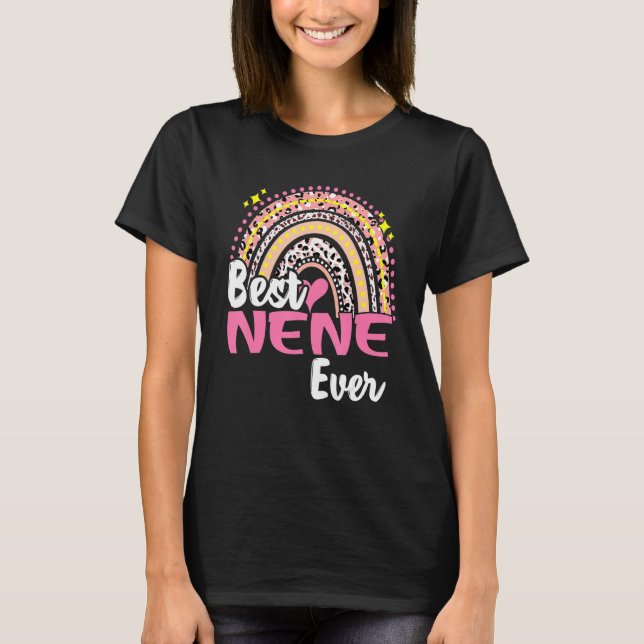 Best Nene Ever Funny Pink Leopard Regenbogenmütter T-Shirt (Vorderseite)